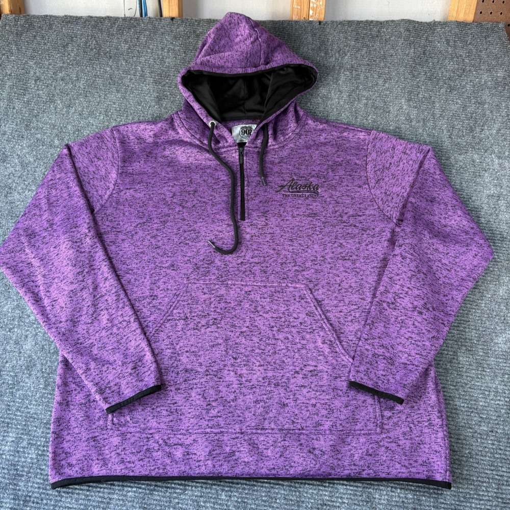 Genuine 907 Alaska Brand Mens XL Purple Marled Quarter Zip Hoodie Pullover 4218